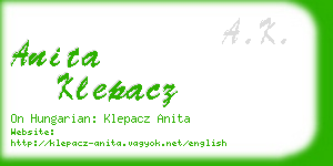 anita klepacz business card